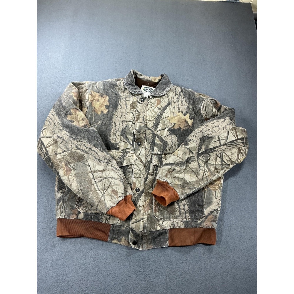 Gear Jacket Mens XL Brown Realtree Camo Insulated Bomber Hunting Warm Outdoor